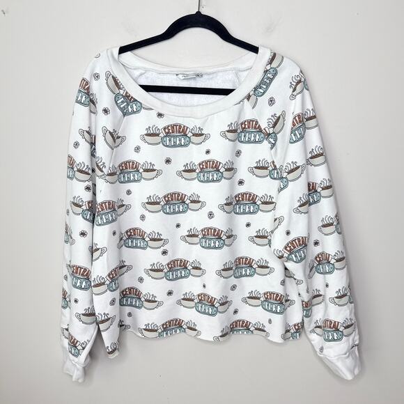 American Eagle Central Perks Coffee Cup Cropped Sweatshirt Size XXL Friends - Picture 1 of 8